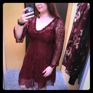Burgundy lace dress